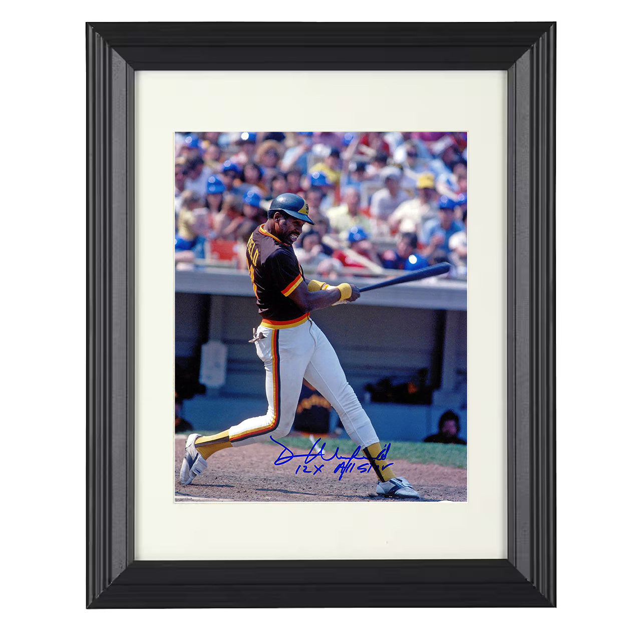 Dave Winfield - Padres Power Swing Signed 8x10 black beveled framed baseball wall art