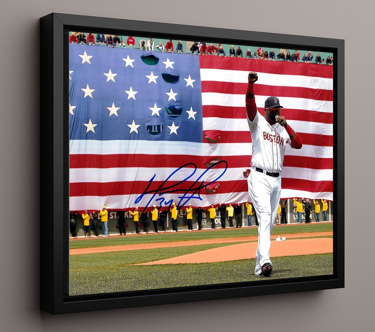 David Ortiz - American Flag Ceremony 8x10 Framed Canvas baseball wall art