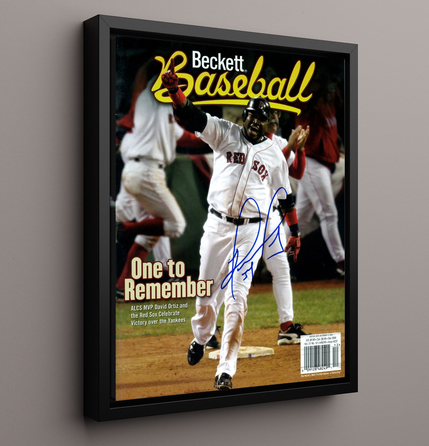 David Ortiz - Boston Baseball ALCS Celebration 2004 Beckett Cover 8x10 Framed Canvas baseball wall art