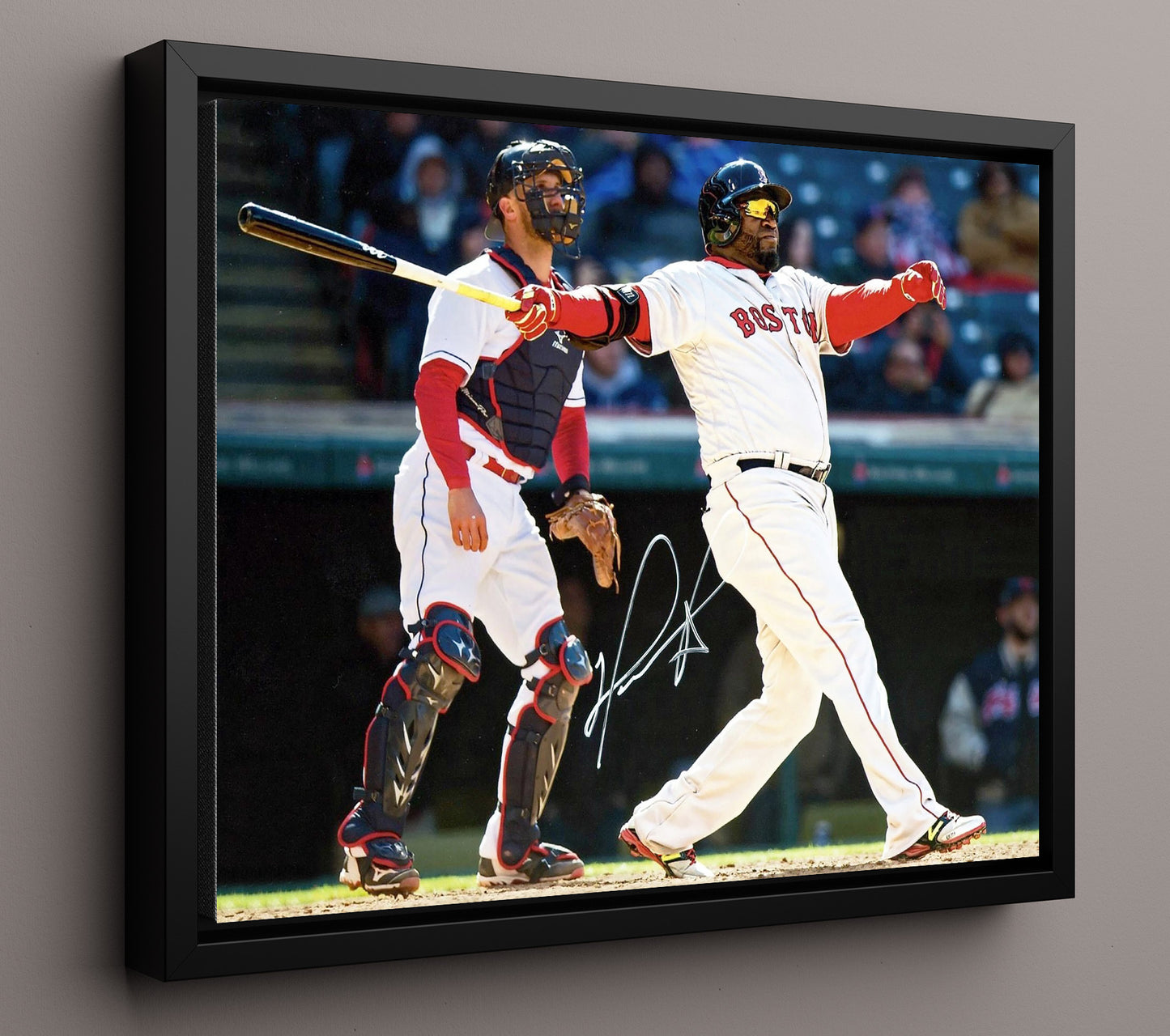 David Ortiz - Home Run Follow Through 8x10 Framed Canvas baseball wall art
