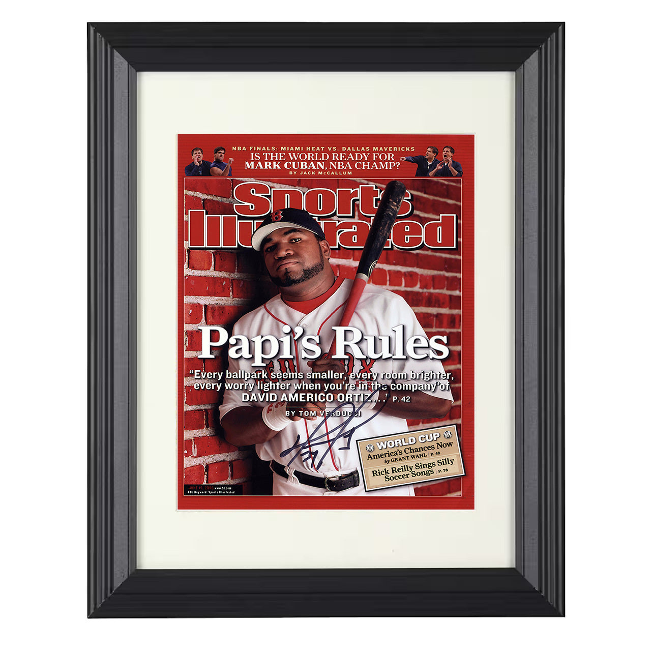 David Ortiz - Papis reign defining season SI Cover 2006 8x10 black beveled framed baseball wall art