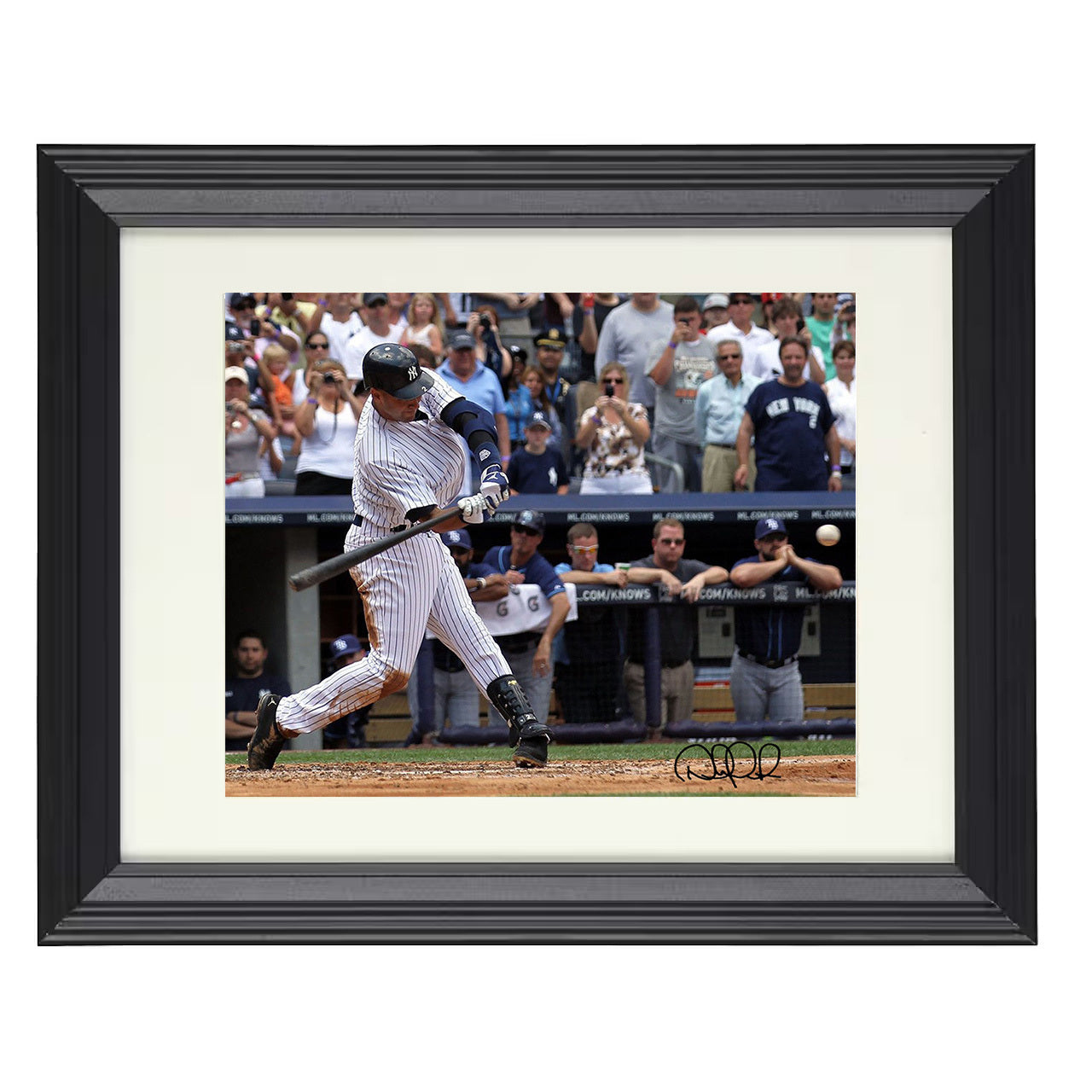 Derek Jeter - Batting With Ball Visible 8x10 black beveled framed baseball wall art