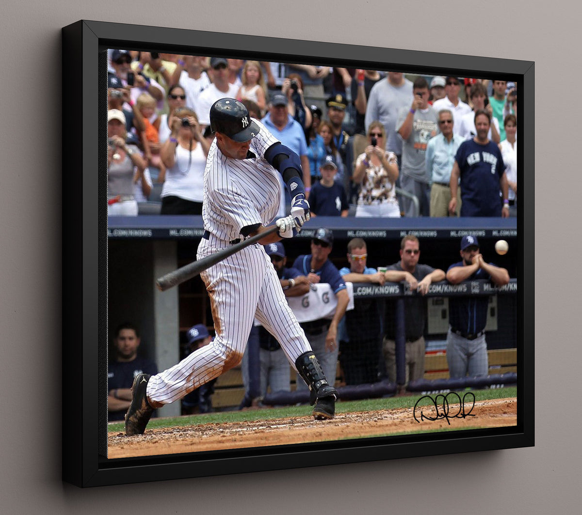 Derek Jeter - Batting With Ball Visible 8x10 Framed Canvas baseball wall art