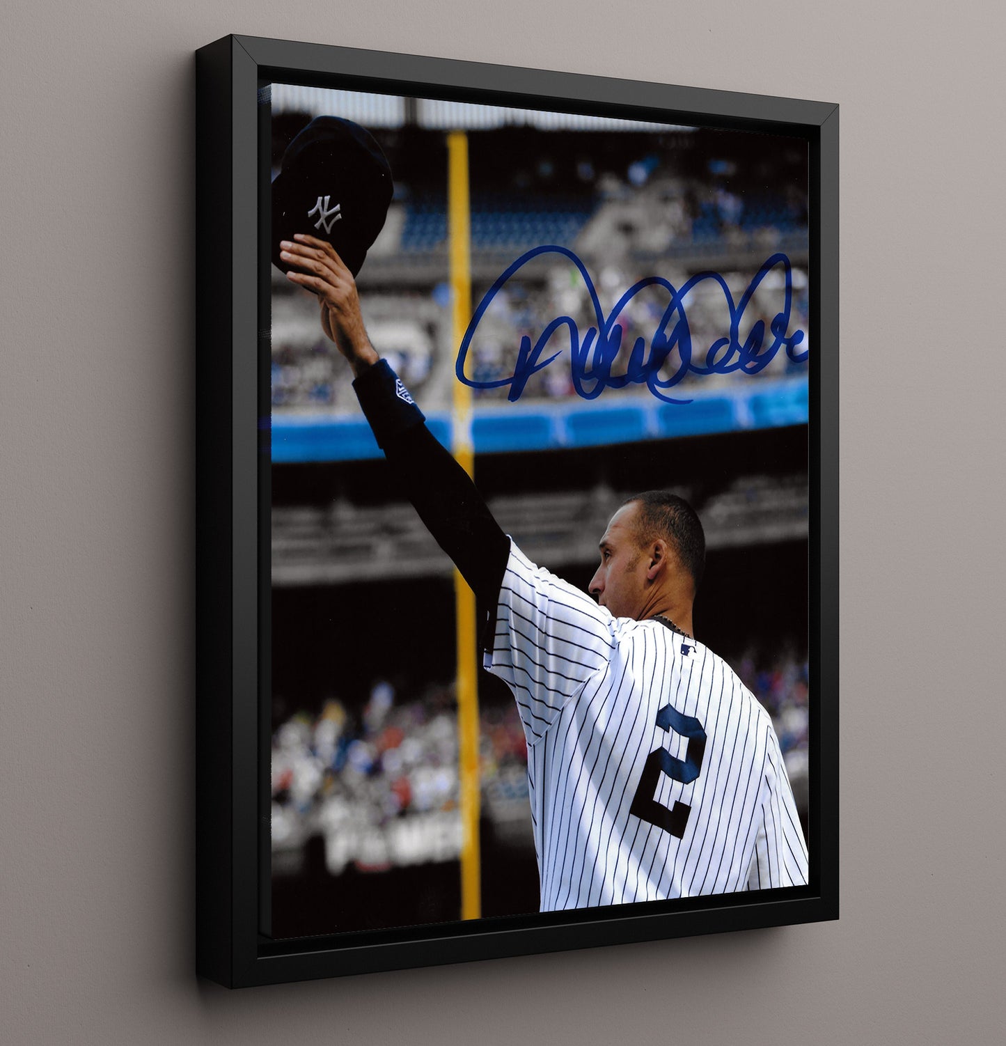 Derek Jeter - New York Baseball Captain Acknowledging Crowd 8x10 Framed Canvas baseball wall art