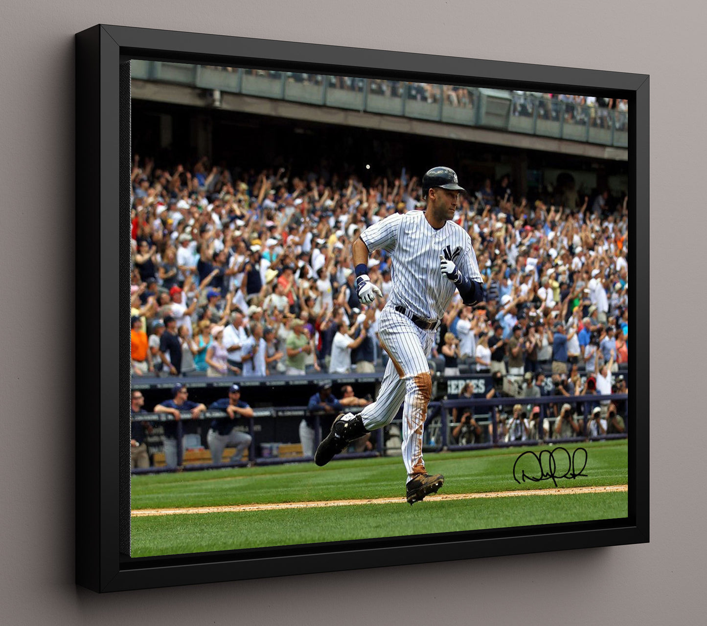 Derek Jeter - Running the Bases Celebration 8x10 Framed Canvas baseball wall art
