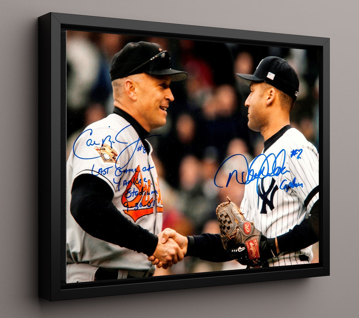 Derek Jeter and Cal Ripken Jr - Farewell Handshake 8x10 Framed Canvas baseball wall art