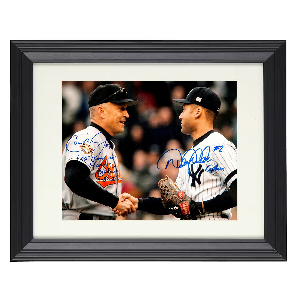 Derek Jeter and Cal Ripken Jr - Farewell Handshake 8x10 black beveled framed baseball wall art