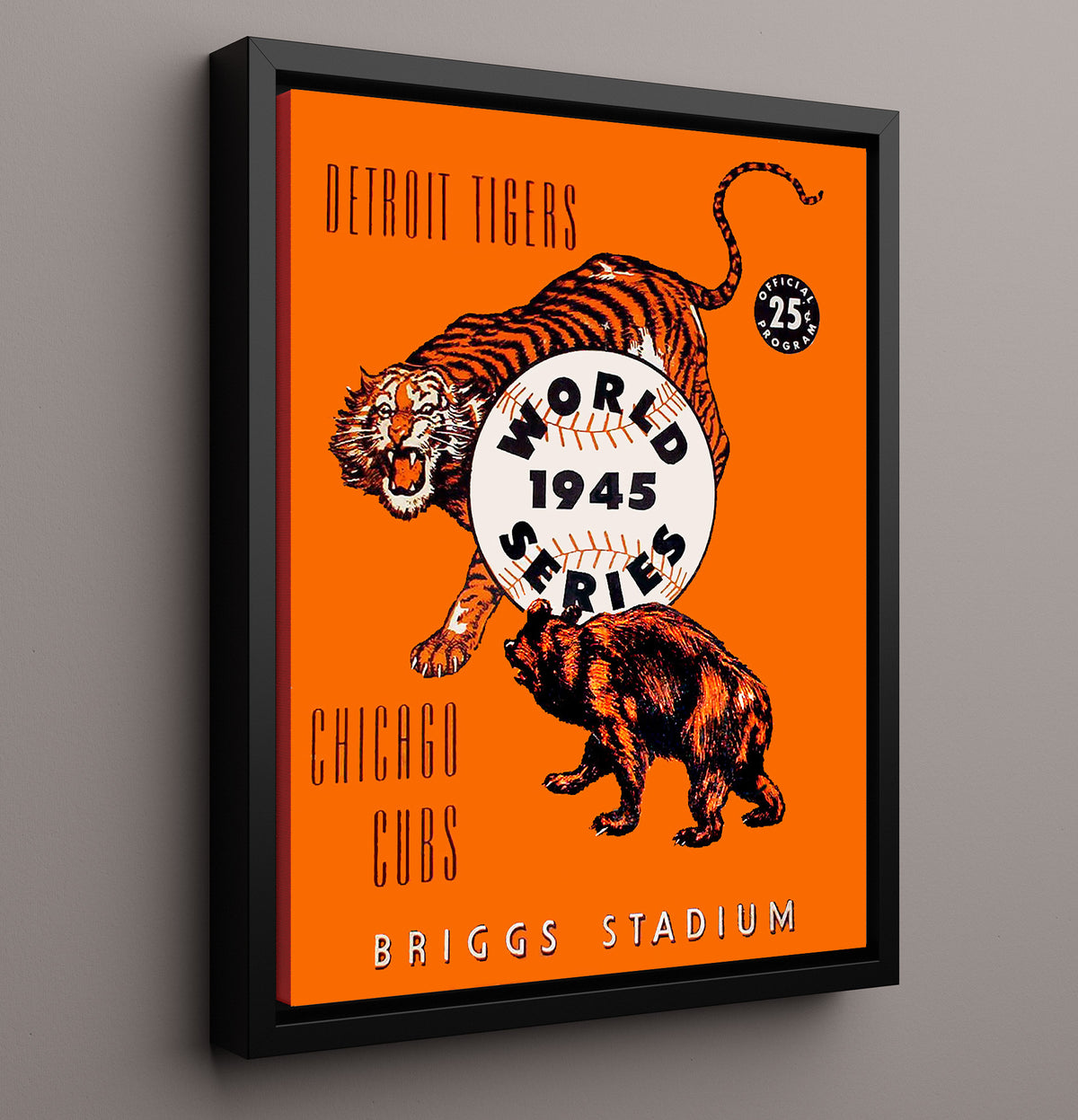 Detroit Baseball - Series Program 1945 - Illustrated Poster 8x10 Framed Canvas baseball wall art