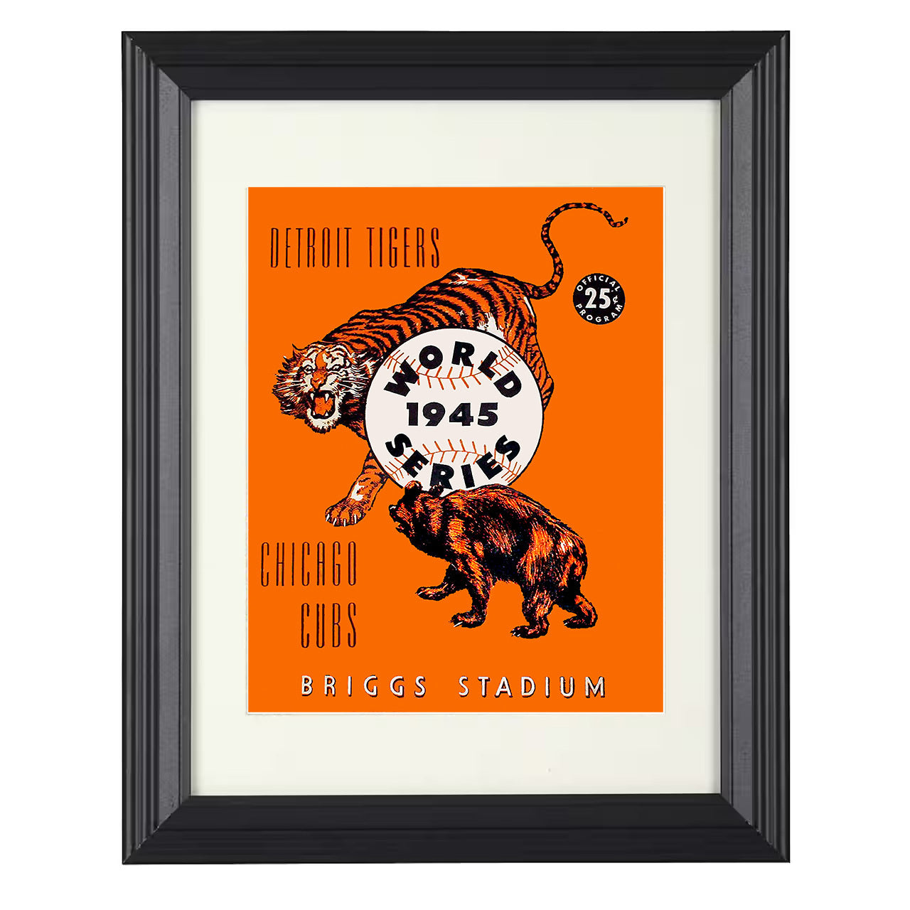 Detroit Tigers - Series Program 1945 - Illustrated Poster 8x10 black beveled framed baseball wall art