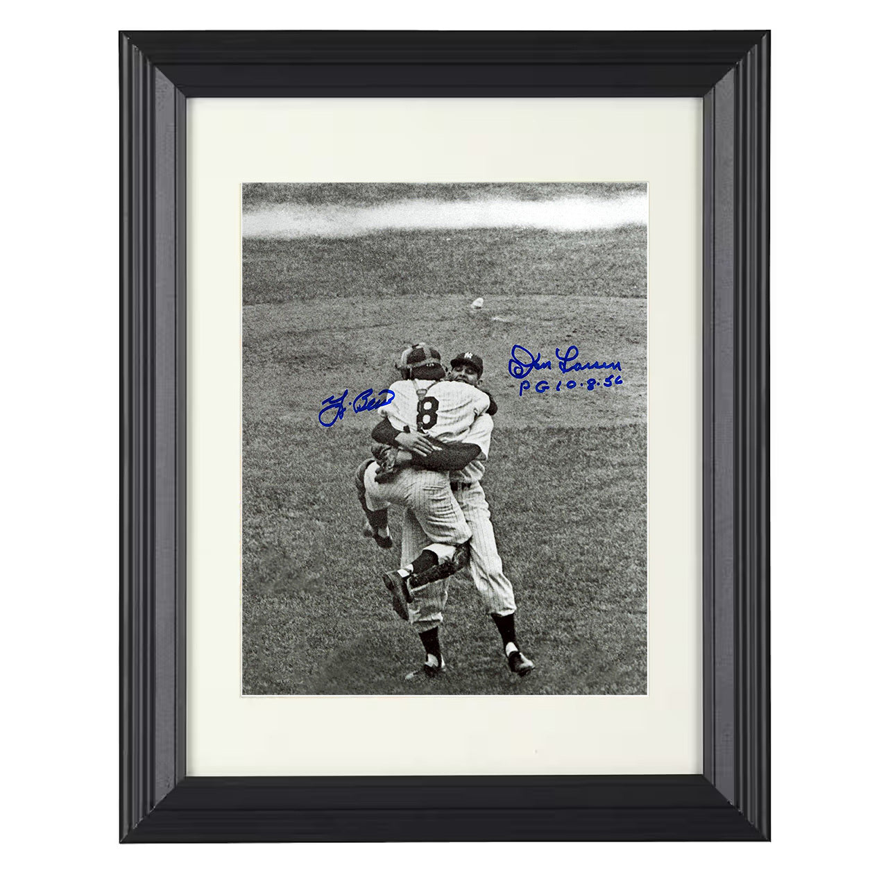 Don Larsen and Yogi Berra - New York Baseball Perfect Game Celebration 1956 8x10 black beveled framed baseball wall art