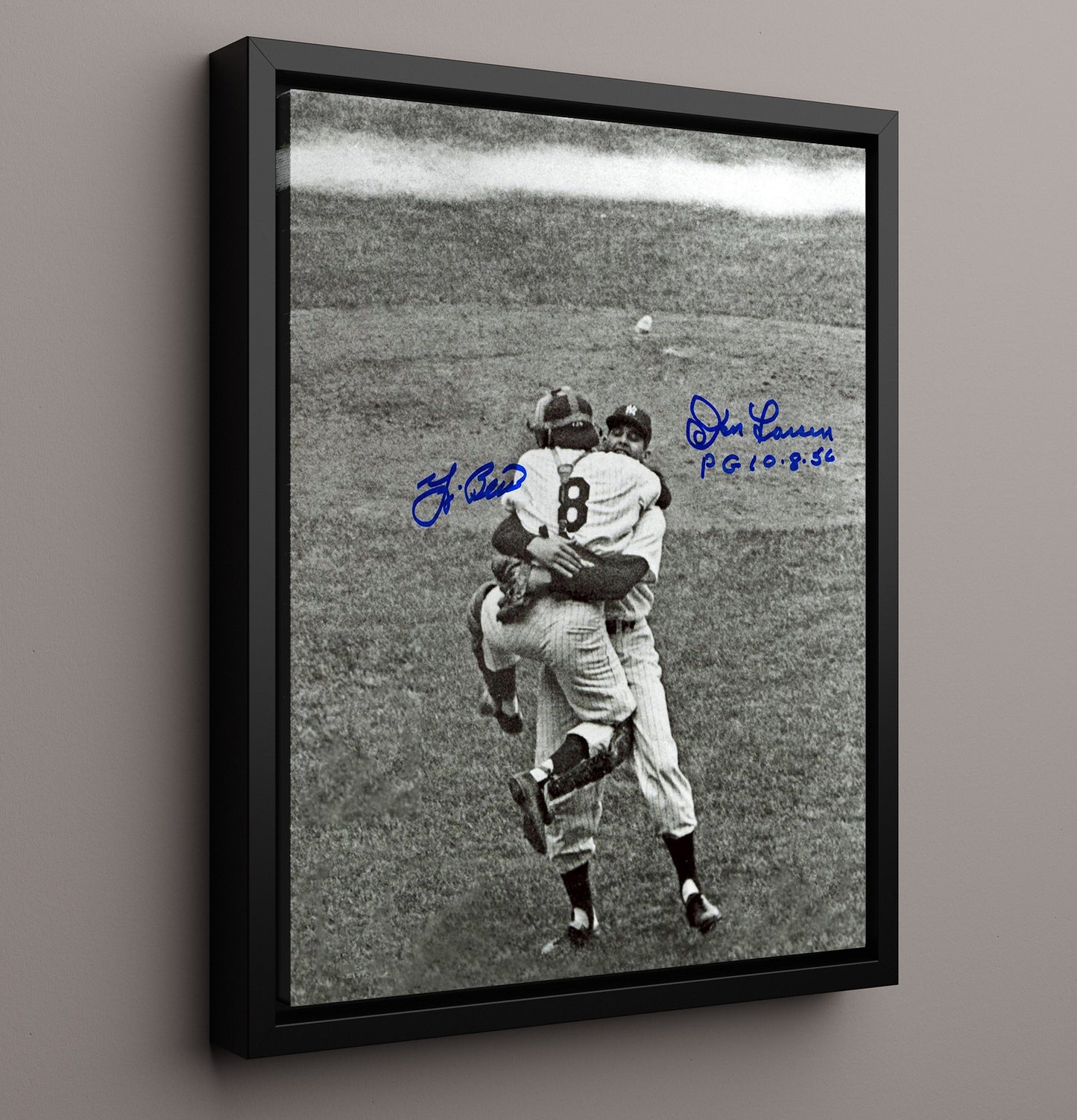 Don Larsen and Yogi Berra - New York Baseball Perfect Game Celebration 1956 8x10 Framed Canvas baseball wall art