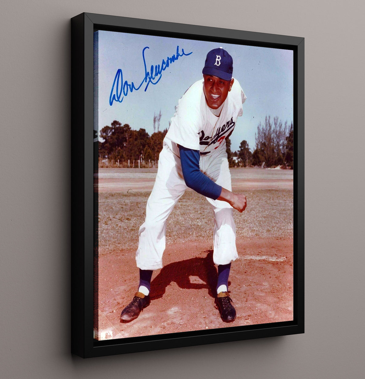 Don Newcombe - Fielding Pose 8x10 Framed Canvas baseball wall art