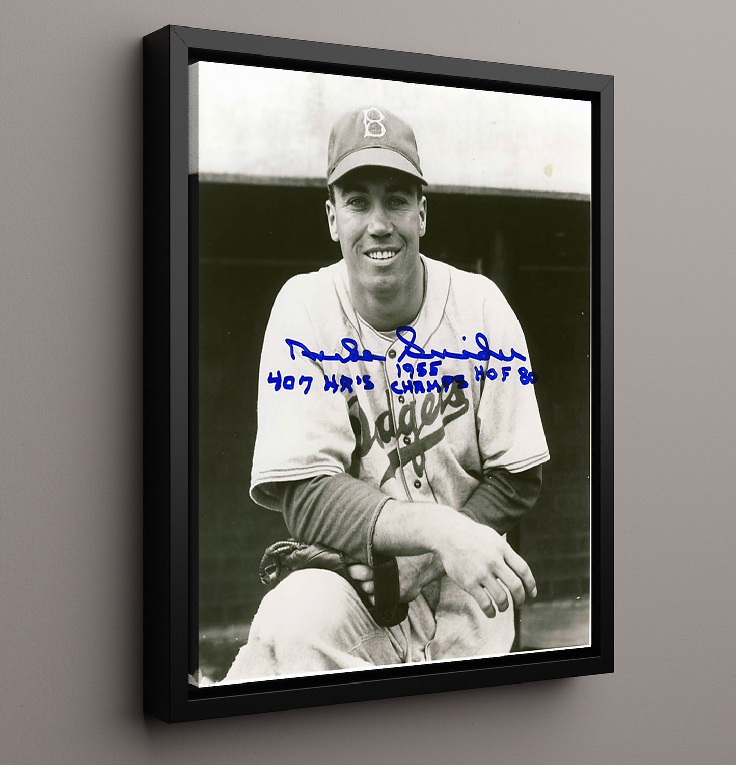 Duke Snider - HOF Stats 1955 Champs 8x10 Framed Canvas baseball wall art