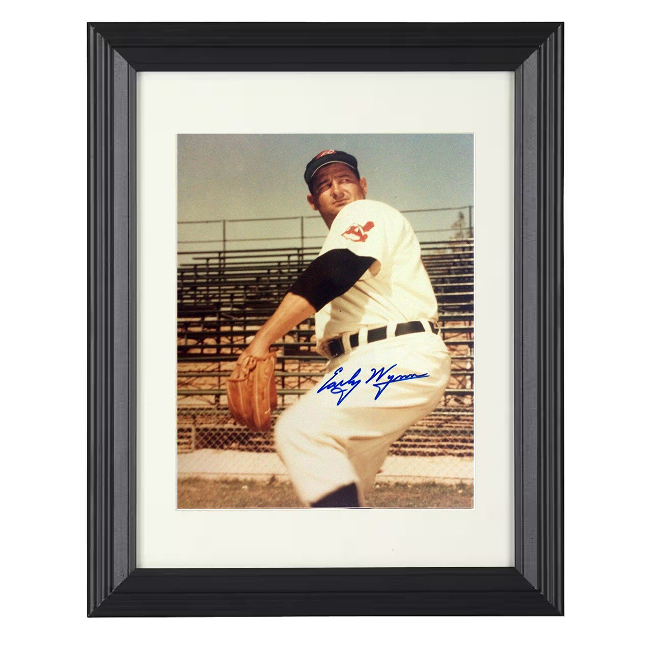Early Wynn - Cleveland baseball Hall of Fame pitcher 8x10 black beveled framed baseball wall art