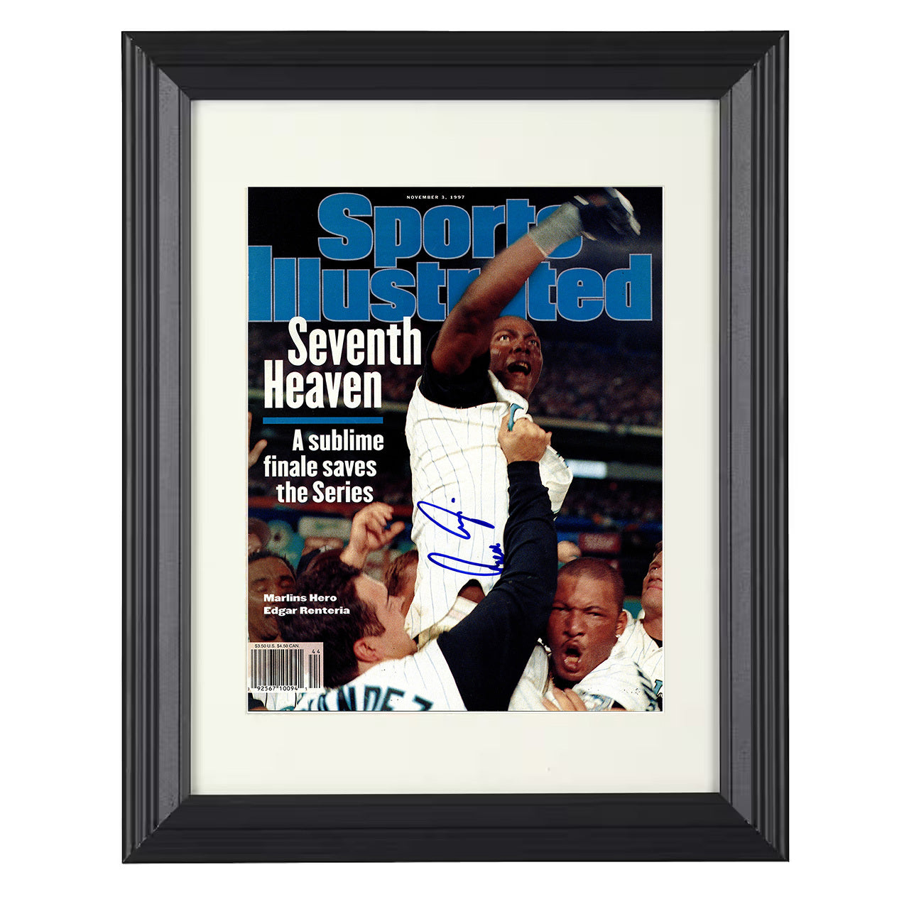 Edgar Renteria - 1997 SI Cover Florida Hero Seventh Heaven 8x10 black beveled framed baseball wall art