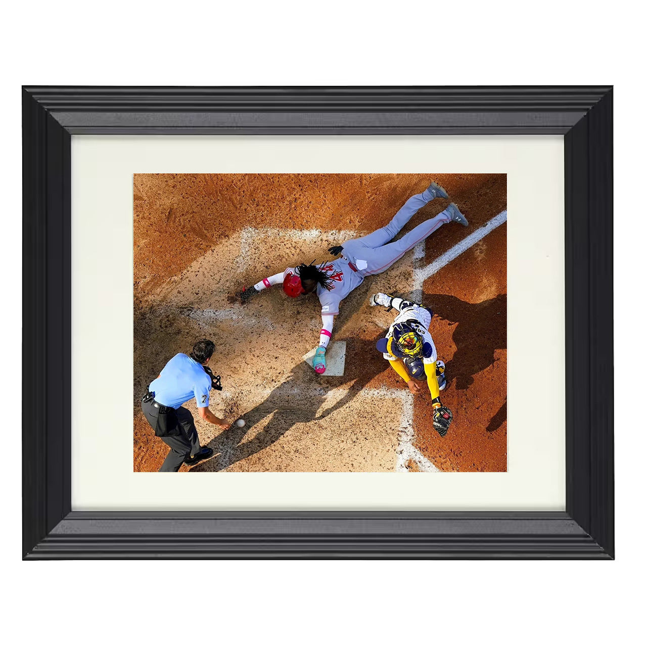 Elly De La Cruz - Safe at Home Slide 8x10 black beveled framed baseball wall art