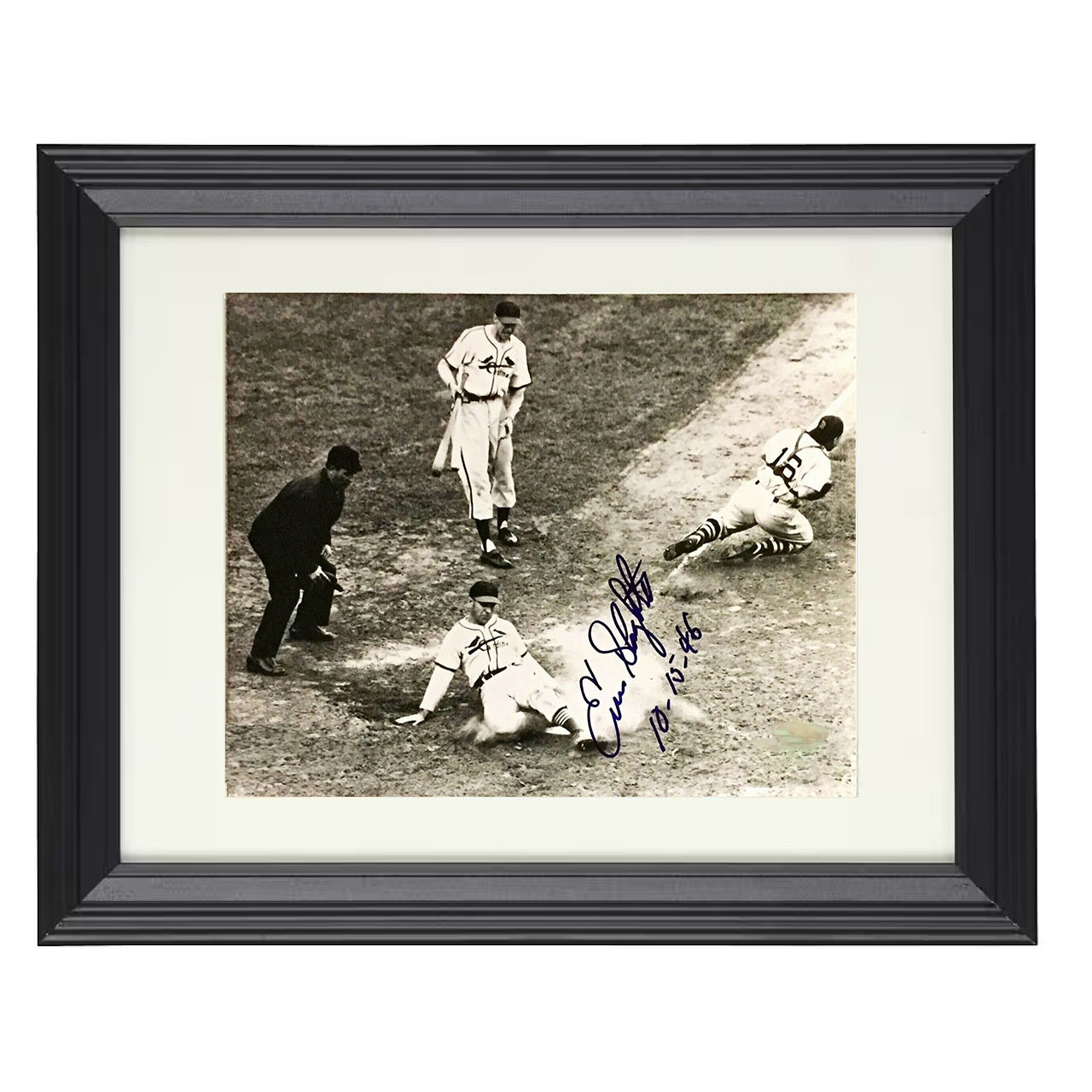 Enos Slaughter - Series Mad Dash at Home 8x10 black beveled framed baseball wall art
