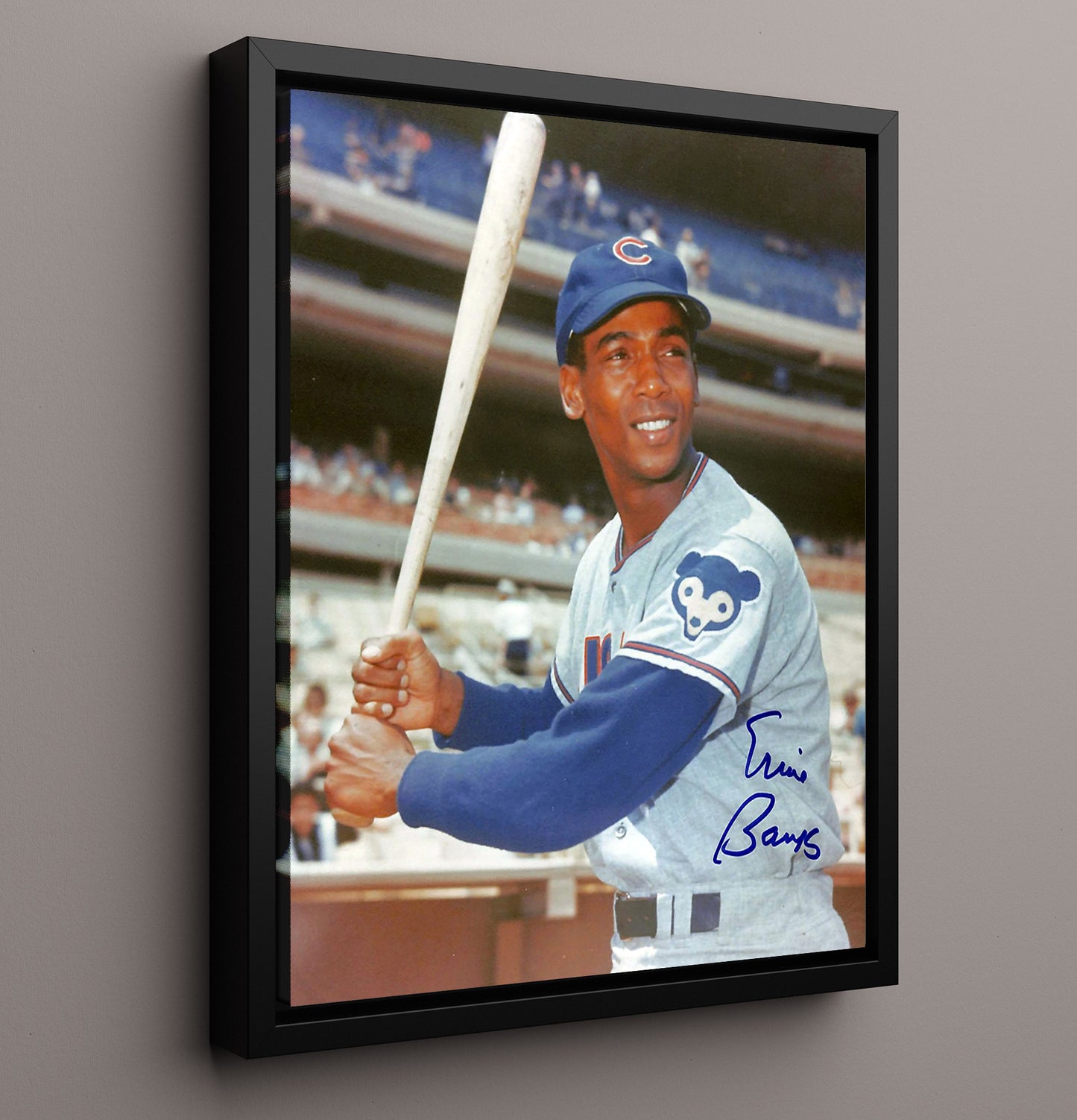 Ernie Banks - Chicago baseball Hall of Fame shortstop 8x10 Framed Canvas baseball wall art