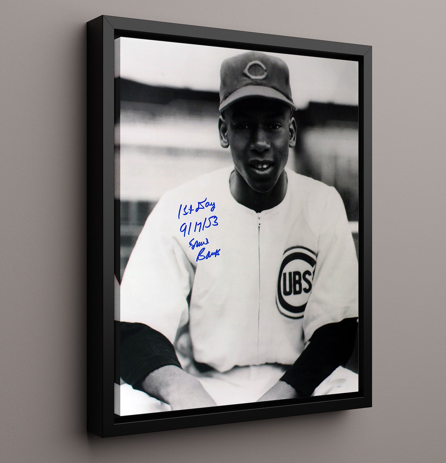 Ernie Banks - Chicago baseball debut day 1953 8x10 Framed Canvas baseball wall art