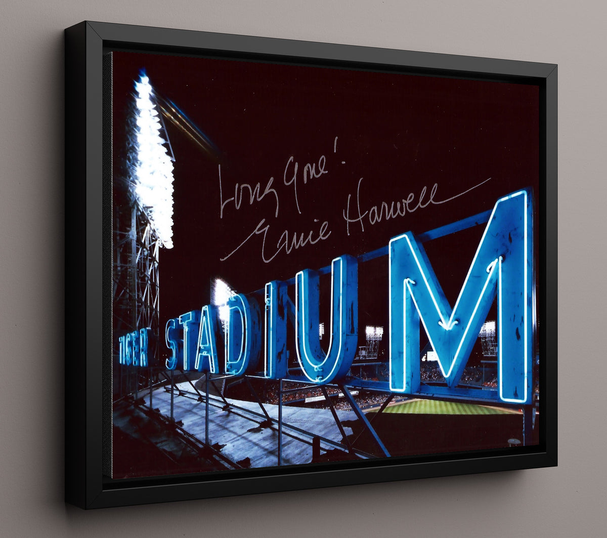 Ernie Harwell - Tiger Stadium Broadcast Booth 8x10 Framed Canvas baseball wall art