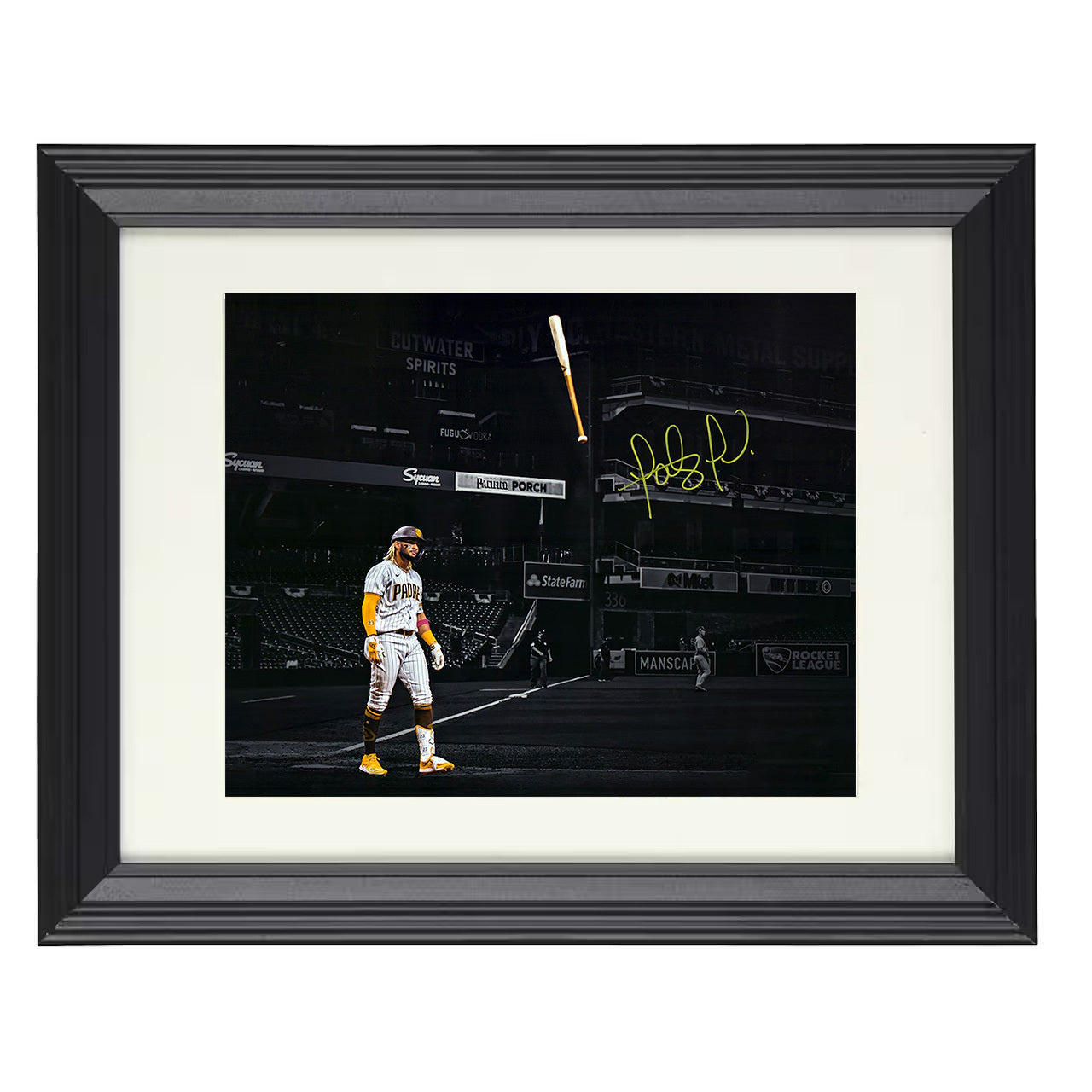 Fernando Tatis Jr - Bat Flip Spotlight 8x10 black beveled framed baseball wall art
