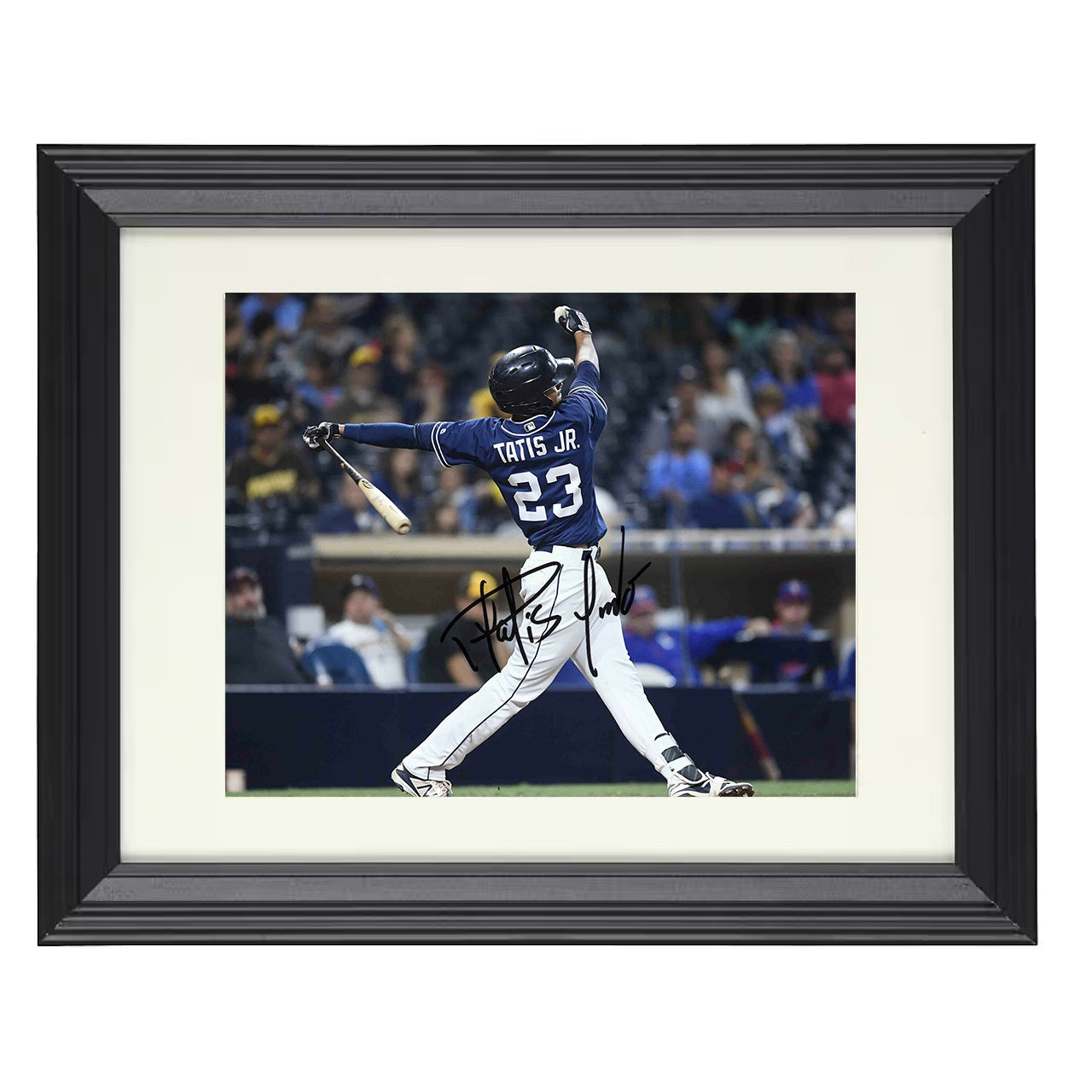 Fernando Tatis Jr - Follow Through Swing 8x10 black beveled framed baseball wall art