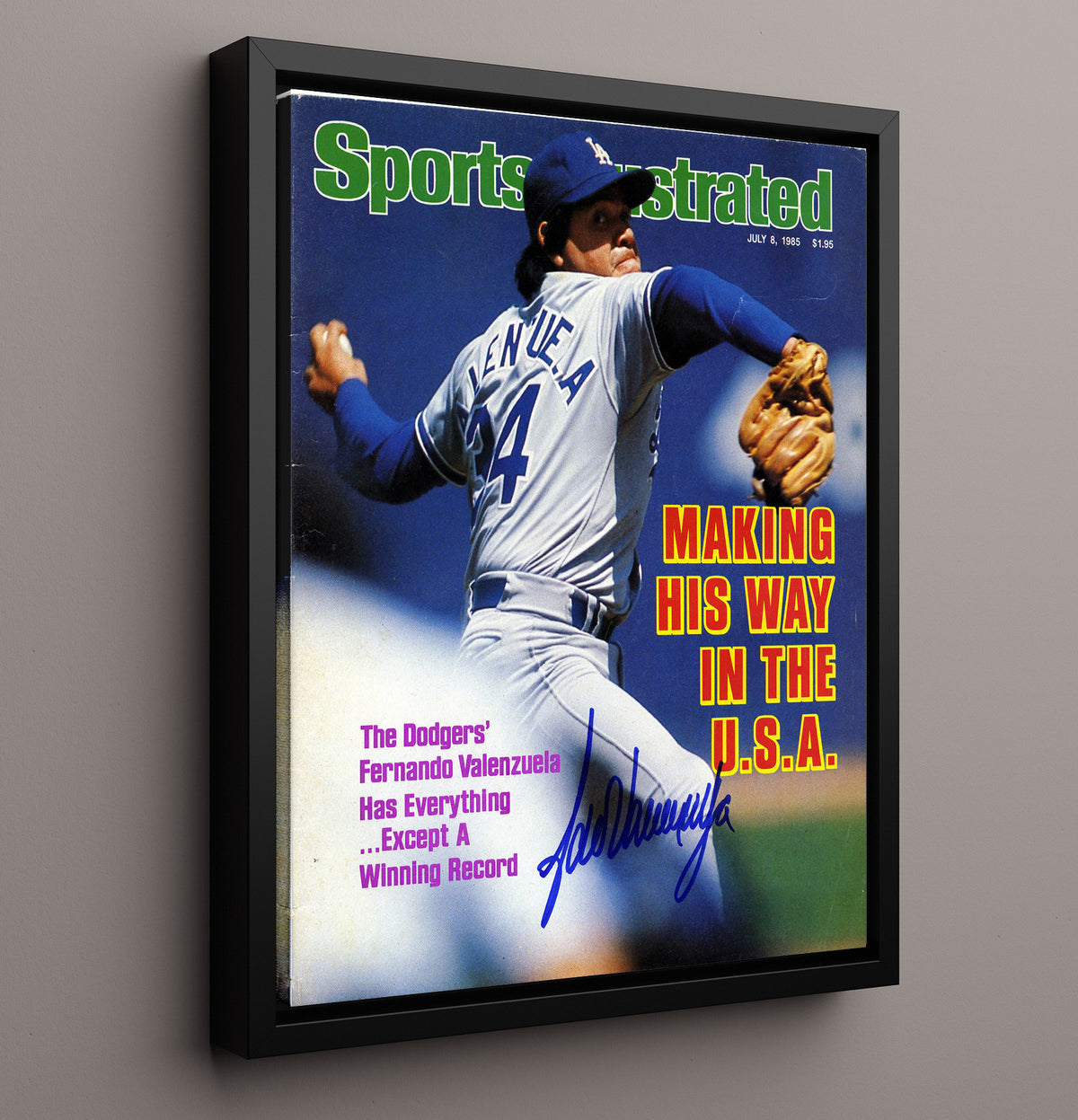 Fernando Valenzuela - Fernandomania Pitching SI Cover 1985 8x10 Framed Canvas baseball wall art