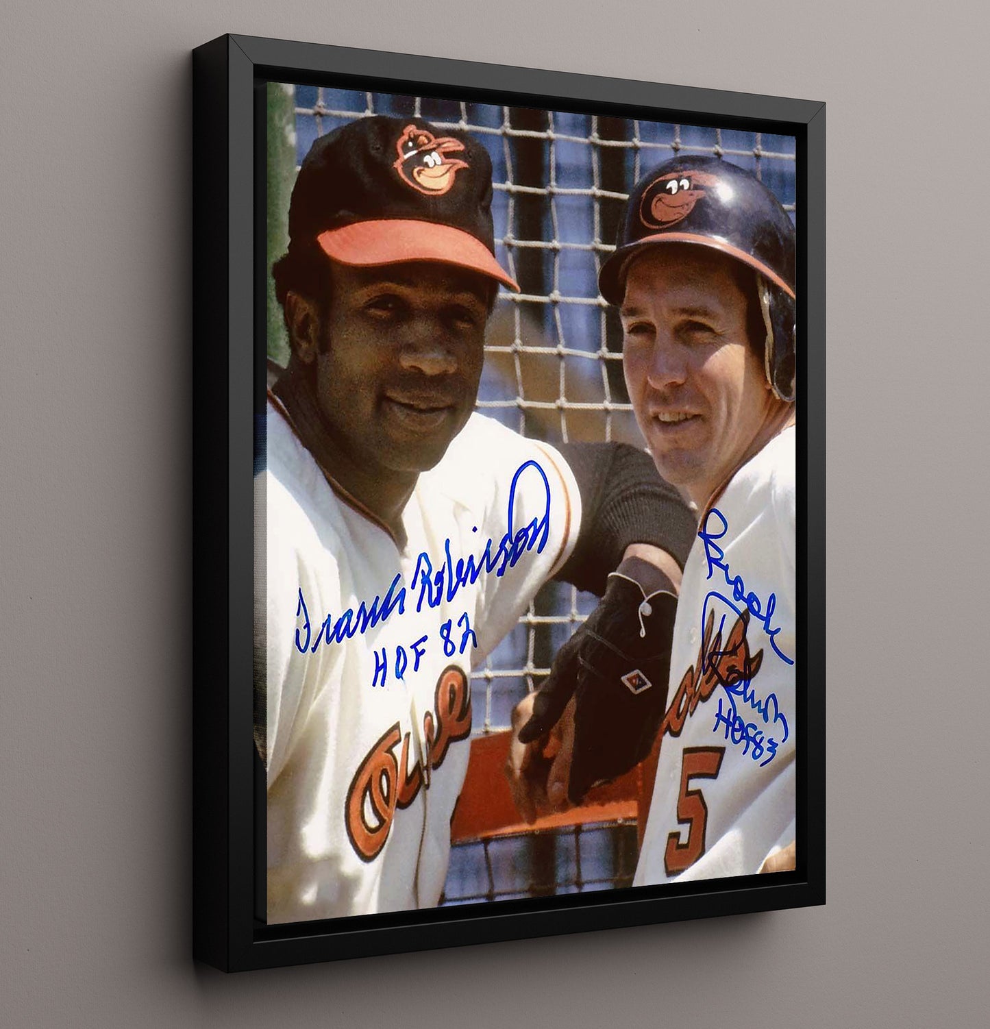 Frank Robinson and Brooks Robinson - Baltimore baseball Hall of Fame legends 8x10 Framed Canvas baseball wall art