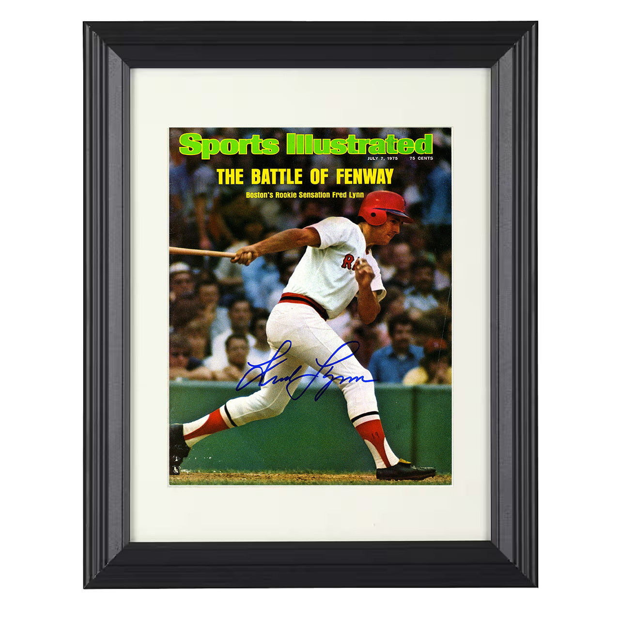 Fred Lynn - Fenway Swing Signed SI Cover Spotlight 8x10 black beveled framed baseball wall art