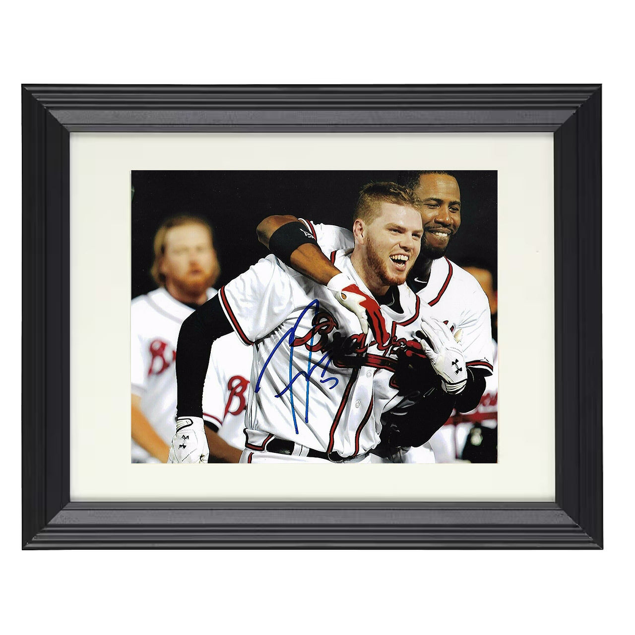Freddie Freeman - On Field Celebration 8x10 black beveled framed baseball wall art