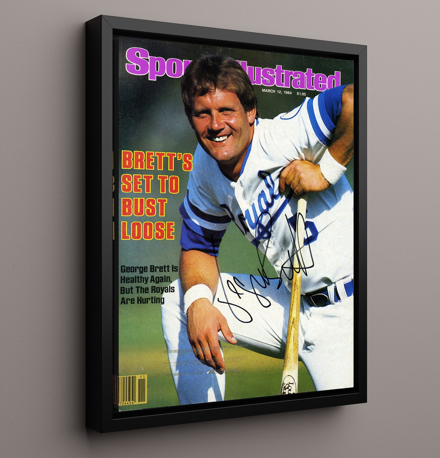 George Brett - Kansas City baseball SI cover 1984 8x10 Framed Canvas baseball wall art