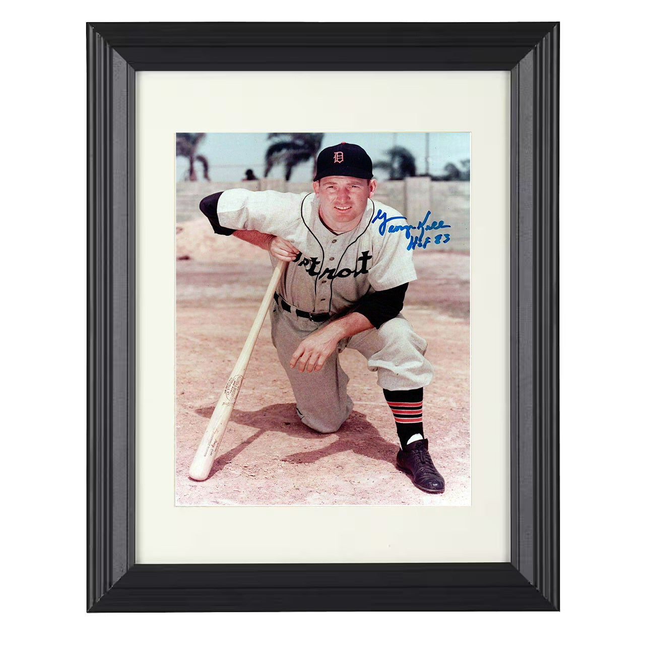 George Kell - Detroit baseball Hall of Fame infielder 8x10 black beveled framed baseball wall art