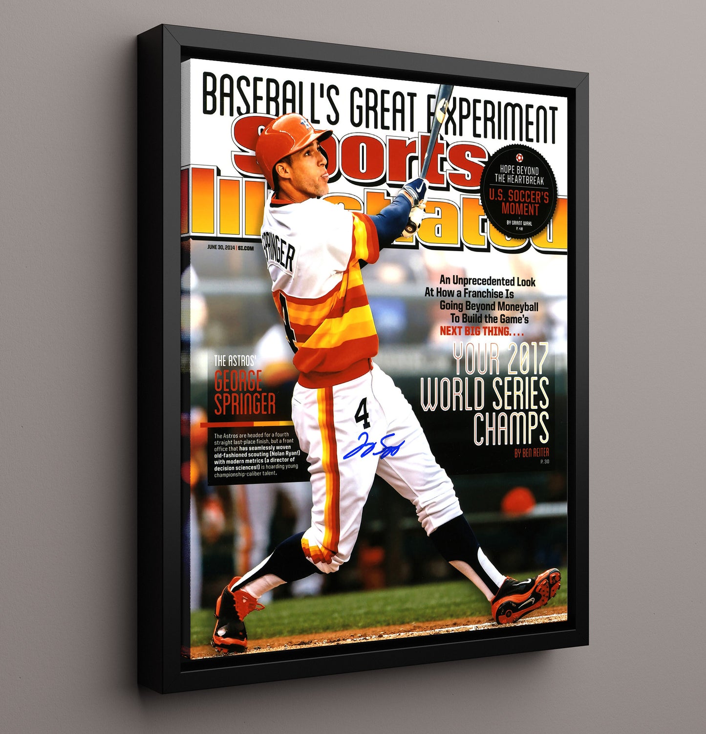 George Springer - Baseballs Great Experiment SI Cover 2014 8x10 Framed Canvas baseball wall art