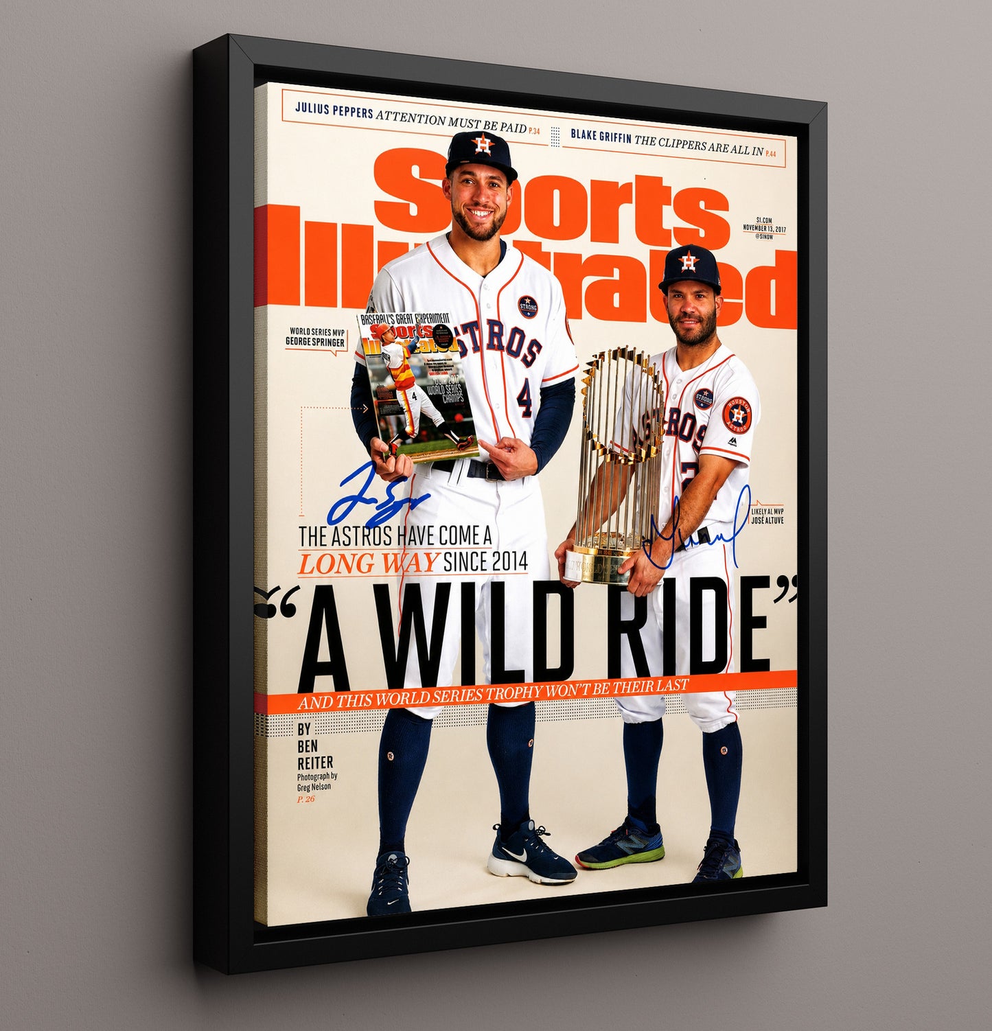 George Springer and Jose Altuve - Houston baseball SI cover 2017 8x10 Framed Canvas baseball wall art