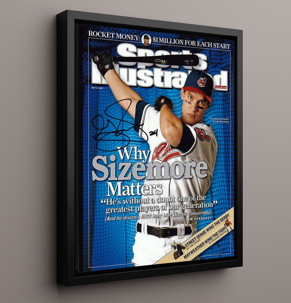Grady Sizemore - Cleveland Baseball Power Hitter SI Cover 2007 8x10 Framed Canvas baseball wall art