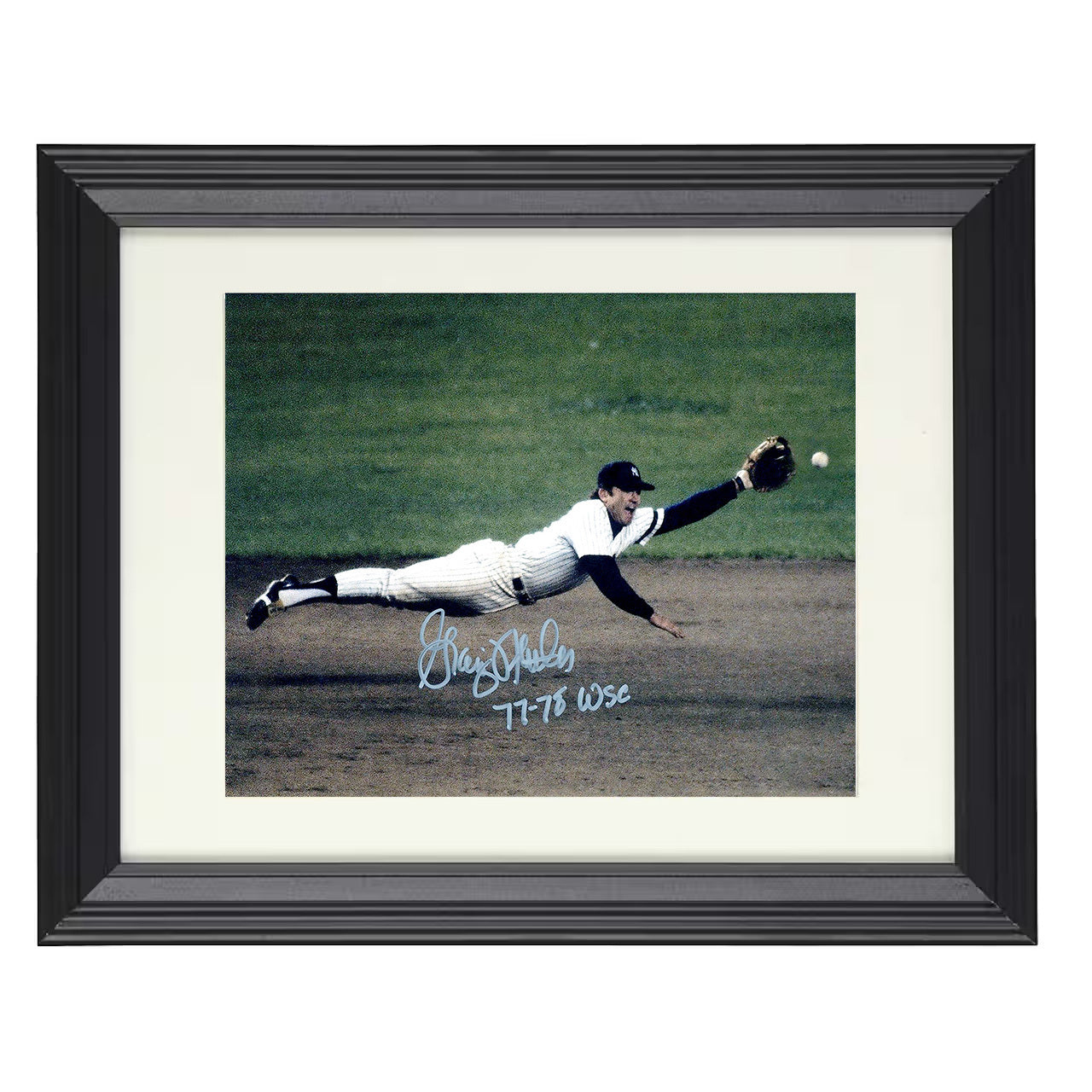 Graig Nettles - Diving Stop Glove Meets Dirt 8x10 black beveled framed baseball wall art