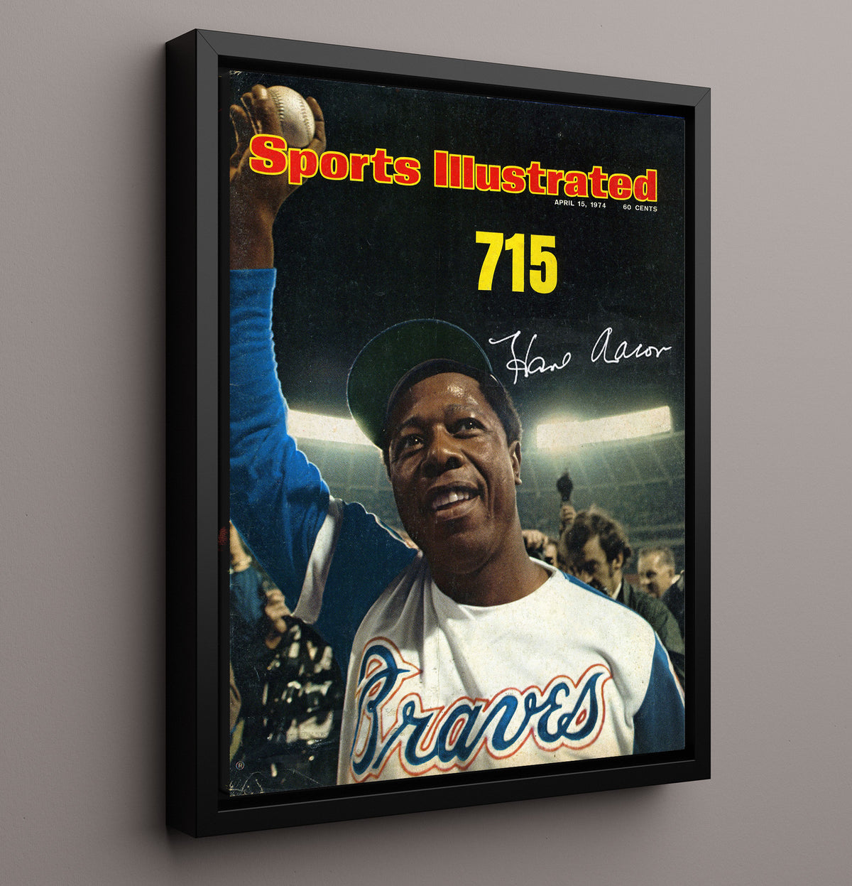 Hank Aaron - 715 Home Run SI Cover 8x10 Framed Canvas baseball wall art