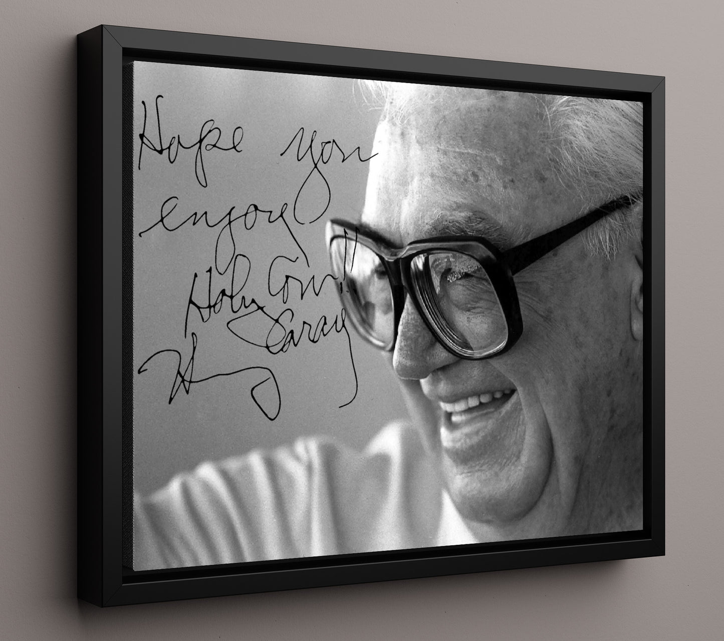 Harry Caray - Black and White Close Up Holy Cow 8x10 Framed Canvas baseball wall art
