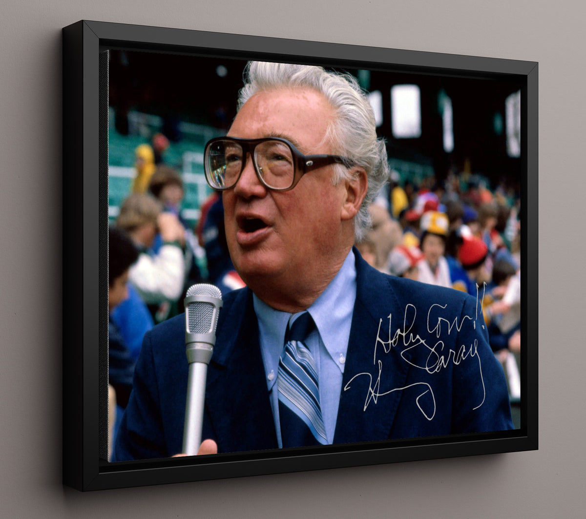 Harry Caray - Color Holy Cow With Mic 8x10 Framed Canvas baseball wall art