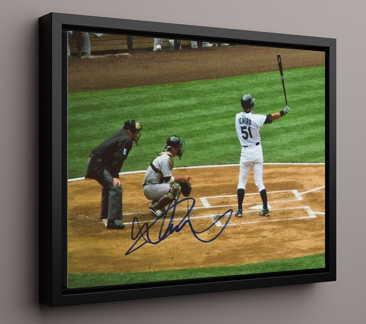 Ichiro Suzuki - At the Plate Precision Swing 8x10 Framed Canvas baseball wall art