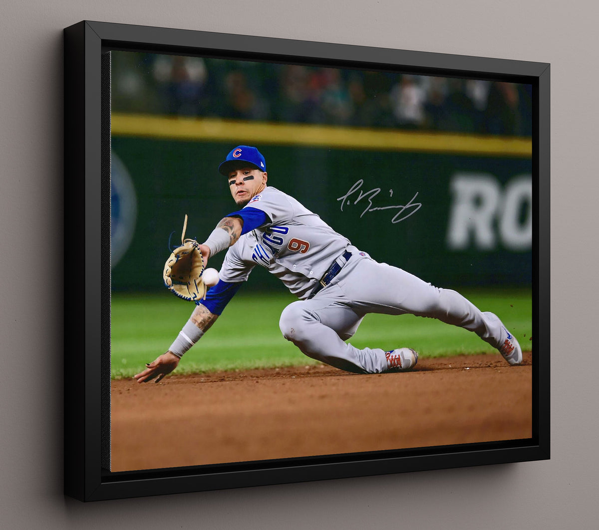 Javier Baez - Diving Stop Throw 8x10 Framed Canvas baseball wall art