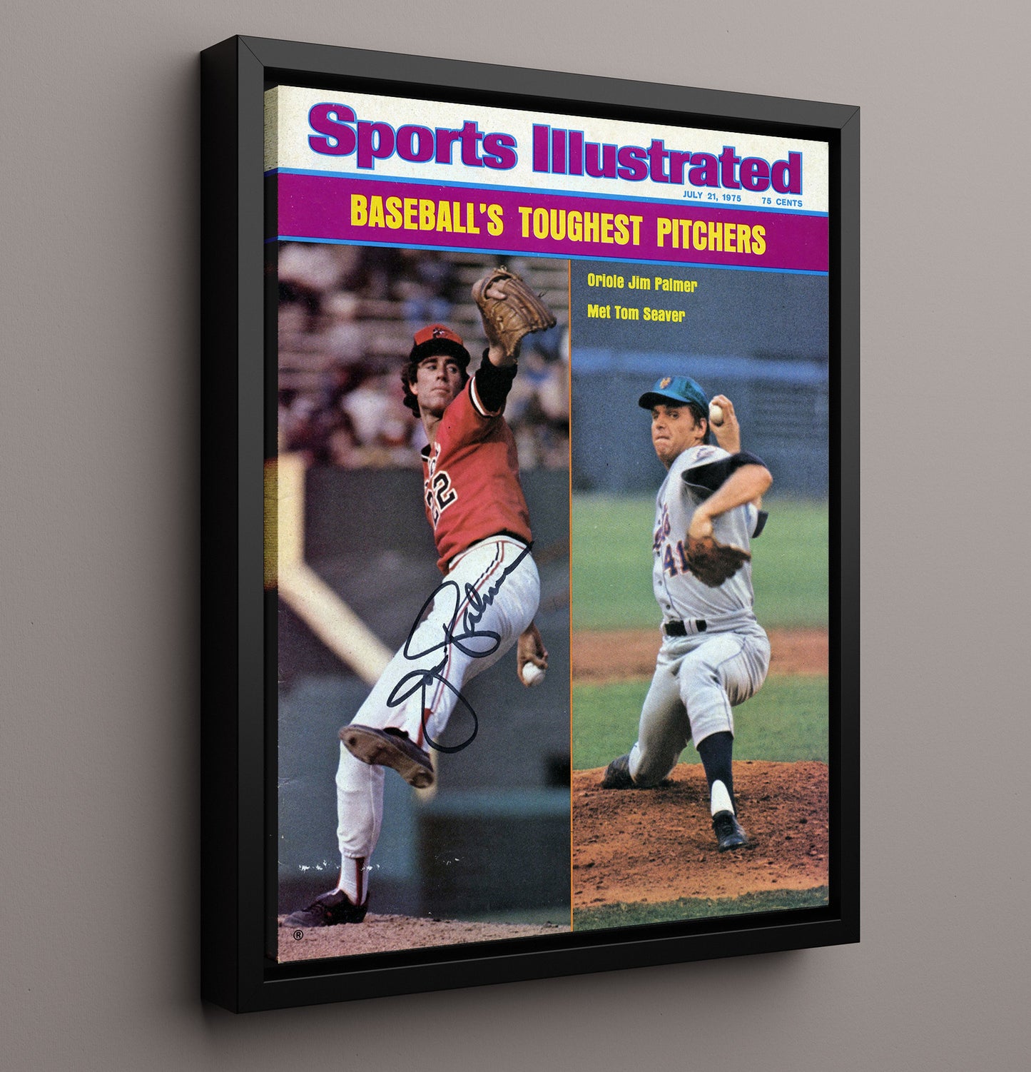 Jim Palmer and Tom Seaver - Duel Pitching Signed SI Cover 8x10 Framed Canvas baseball wall art