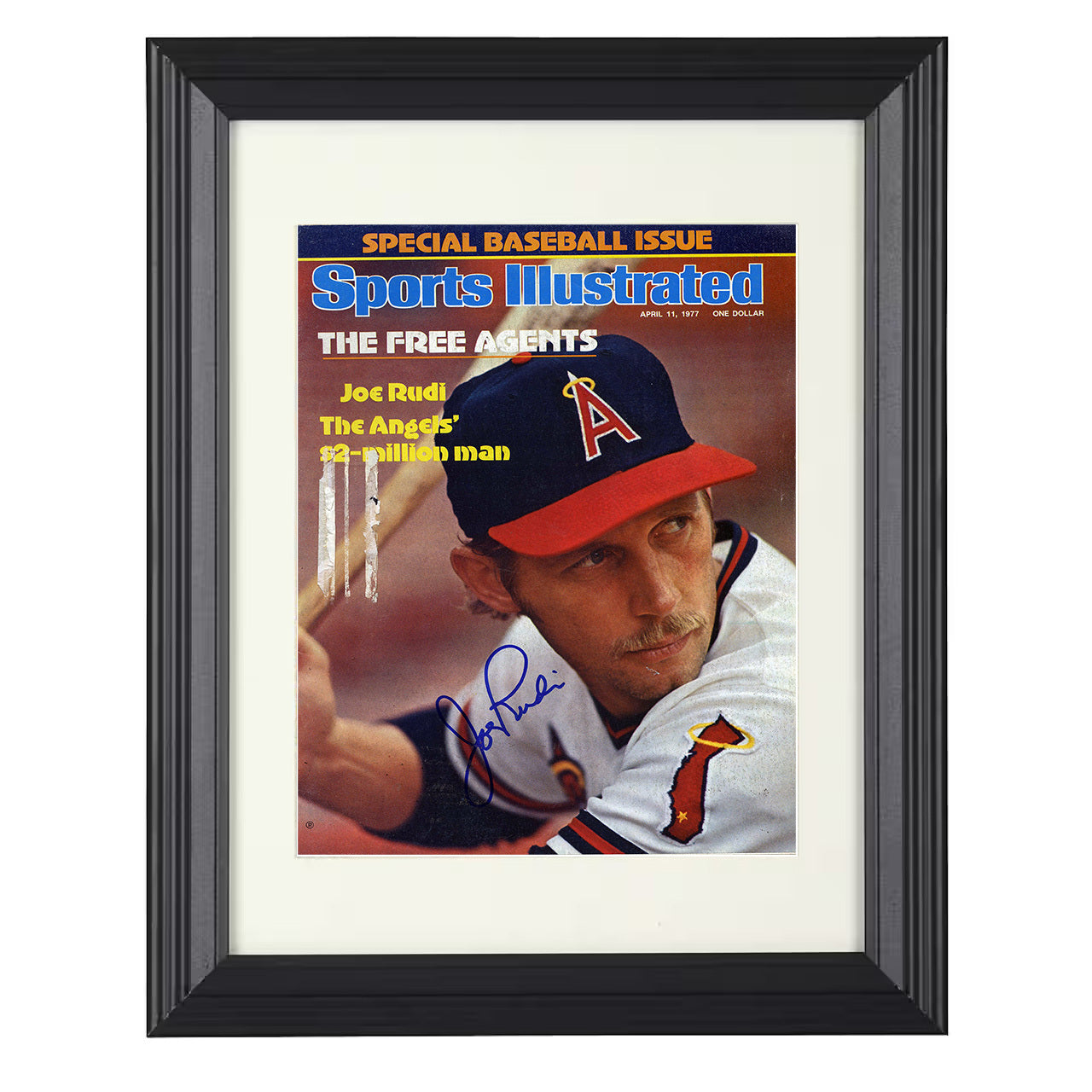 Joe Rudi - Free Agents SI Cover 8x10 black beveled framed baseball wall art