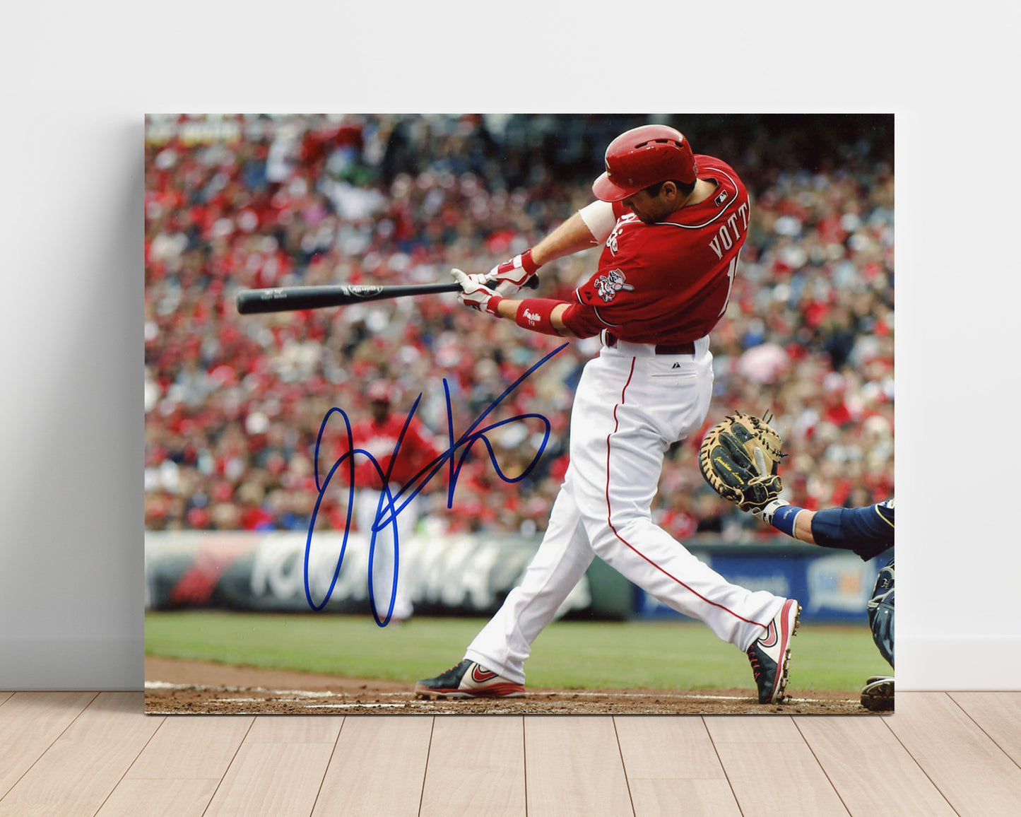 Joey Votto - Full Extension Power Swing Baseball Wall Art 16x20 Unframed Print wall art print – Baseball Wall Art decor