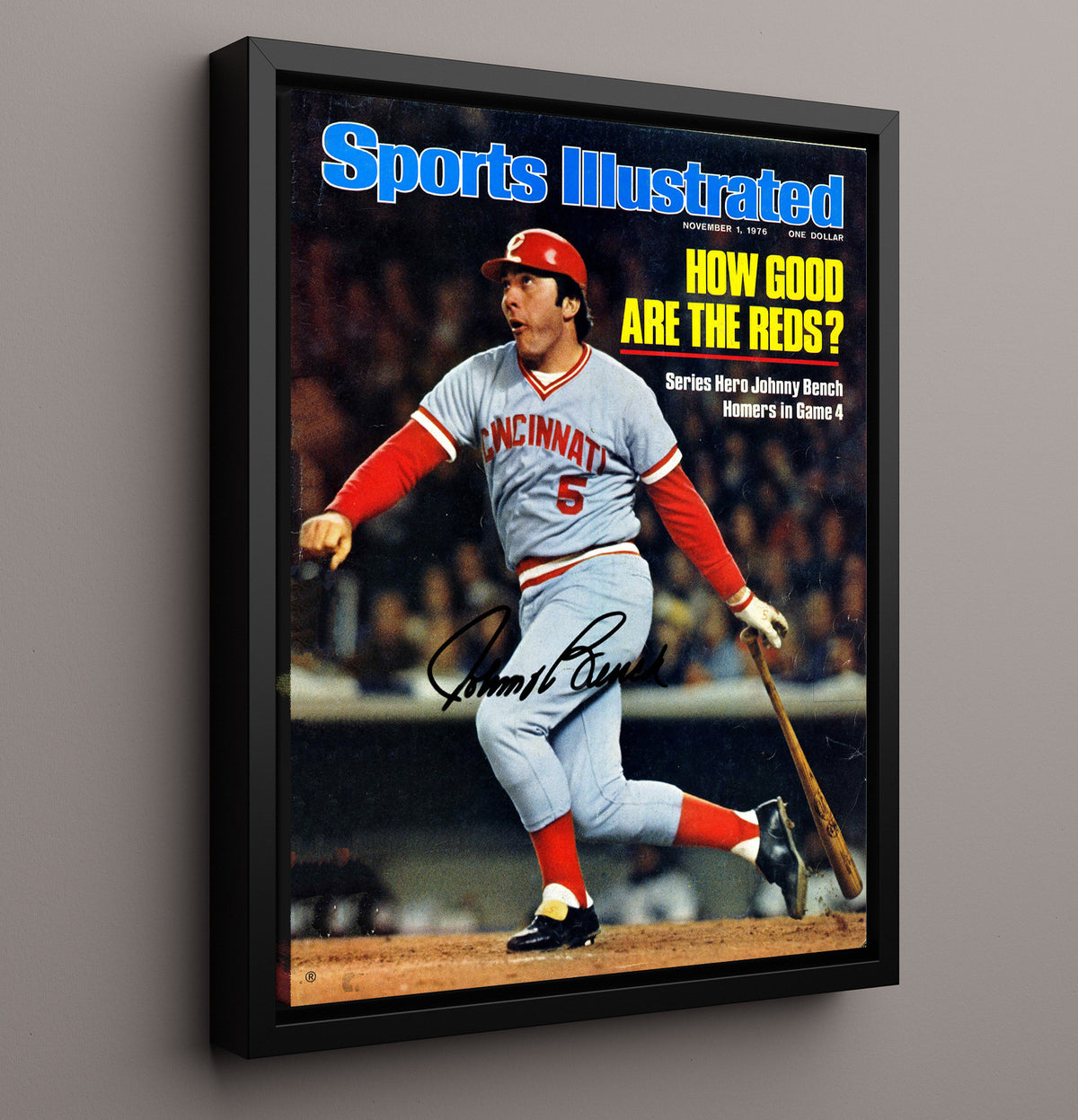 Johnny Bench - Reds Series Hero SI Cover 8x10 Framed Canvas baseball wall art