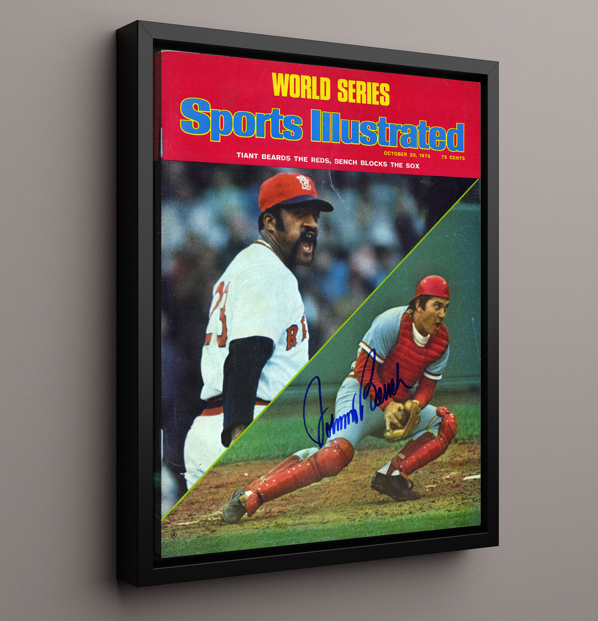 Johnny Bench - Series Catcher Signed SI Cover 8x10 Framed Canvas baseball wall art