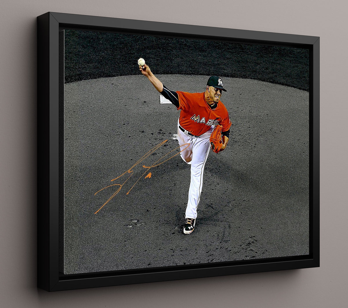 Jose Fernandez - Pitching Elevated Front View 8x10 Framed Canvas baseball wall art
