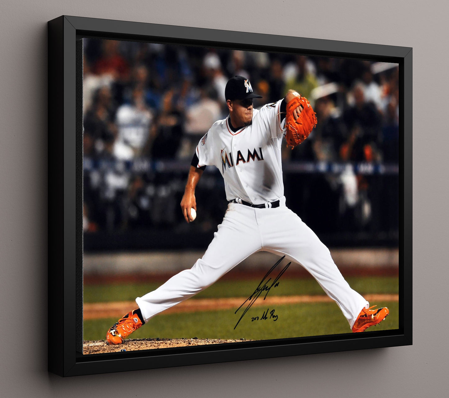 Jose Fernandez - Pitching Windup with Inscription 8x10 Framed Canvas baseball wall art