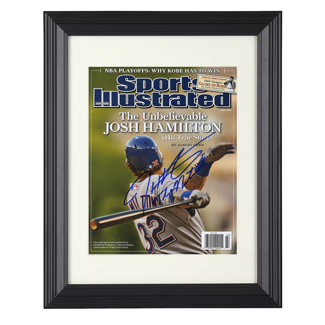 Josh Hamilton - 2008 Comeback Season SI Cover Action 8x10 black beveled framed baseball wall art