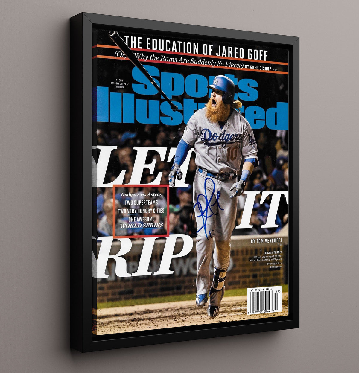 Justin Turner - Postseason celebration SI Cover 2017 8x10 Framed Canvas baseball wall art